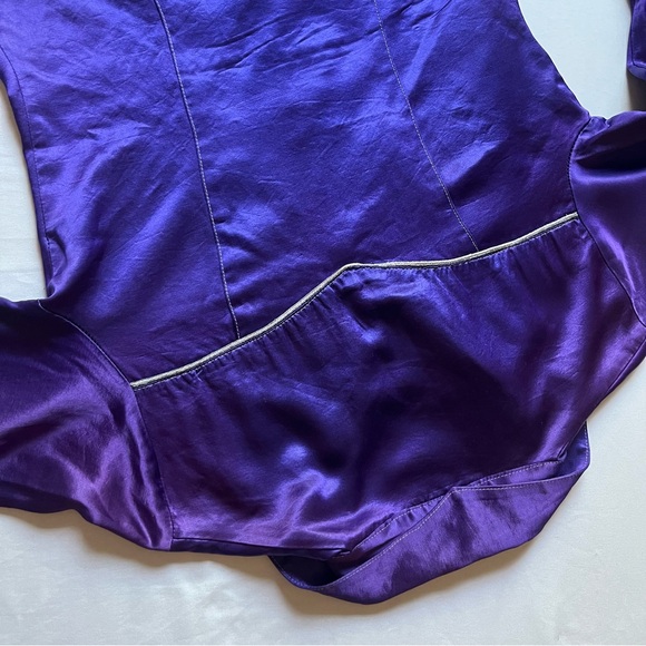 LIP SERVICE vintage purple satin piped western cowgirl cowboy snap button up - Picture 5 of 10